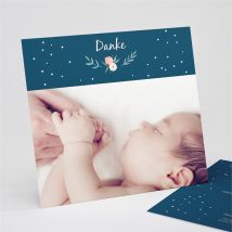 Dankeskarte Geburt Schönes Foto personalisierbar - Farbe Blau Und Beige - 15 x 14 cm - MeineKarten