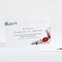 Save the Date Karte Mohnblumen personalisierbar - Farbe Rot/Grün, Beige Und Weiß - 13.5 x 8.5 cm - MeineKarten