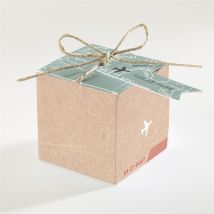 Geschenkbox Hochzeit Flugticket personalisierbar - Farbe Grün Und Beige, Braun Und Schwarz, Weiß Und Grau/Kraftpapier - 4.5 cm - MeineKarten