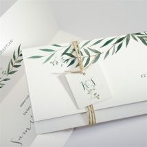 Hochzeitseinladung Olivenzweig personalisierbar - Farbe Grün, Weiß Und Grau - 21 x 9.2 cm - MeineKarten