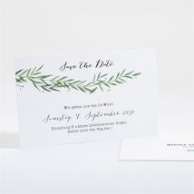 Save the Date Karte Zarte Blätterranke personalisierbar - Farbe Grün Und Weiß - 13.5 x 8.5 cm - MeineKarten