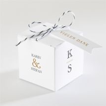 Geschenkbox Hochzeit Eng verbunden personalisierbar - Farbe Gelb/Schwarz & Weiß/Schwarz/Weiß - 4.5 cm - MeineKarten