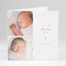 Einladung Taufe Rosa Licht personalisierbar - 13.5 x 13.5 cm - MeineKarten