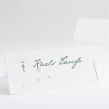 Tischkarte Taufe Grünes Licht personalisierbar - Farbe Grün, Weiß Und Grau - 9.5 x 4.2 cm - MeineKarten