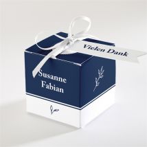 Geschenkbox Hochzeit Schick in Blau personalisierbar - Farbe Blau Und Weiß - 4.5 cm - MeineKarten