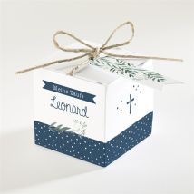 Geschenkbox Taufe Pünktchen blau personalisierbar - Farbe Grün, Blau Und Weiß - 4.5 cm - MeineKarten