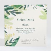 Dankeskarte Geburt Grüne Oase personalisierbar - Farbe Grün Und Beige - 9.5 x 9.5 cm - MeineKarten