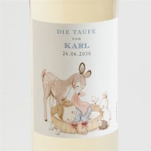 Flaschenetikett Taufe Zarte Illustration personalisierbar - Farbe Blau, Weiß, Bunt Und Grau - 9.5 x 9.5 cm - MeineKarten