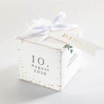 Geschenkbox Hochzeit Olivenzweig - Gold personalisierbar - Farbe Grün, Weiß Und Gold - 4.5 cm - MeineKarten
