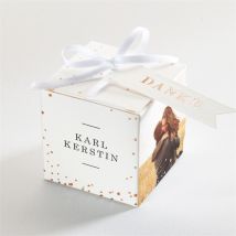 Geschenkbox Hochzeit Kupferschimmer personalisierbar - Farbe Schwarz & Weiß/Weiß Und Gold - 4.5 cm - MeineKarten