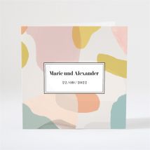 Hochzeitseinladung Pastell personalisierbar - Farbe Rosa Und Grün/Gelb/Orange, Beige Und Weiß Und Bunt - 15 x 15 cm - MeineKarten