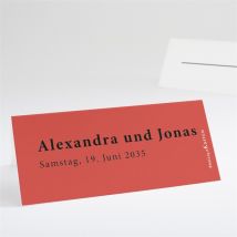 Tischkarte Hochzeit Karminrot personalisierbar - Farbe Rot - 9.5 x 4.2 cm - MeineKarten