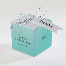 Geschenkbox Hochzeit Lagune personalisierbar - Farbe Grün/Blau, Schwarz Und Weiß - 4.5 cm - MeineKarten