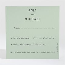 Antwortkarte Hochzeit Mandelgrün personalisierbar - Farbe Grün Und Weiß - 9.5 x 9.5 cm - MeineKarten