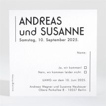 Antwortkarte Hochzeit Minimalismus personalisierbar - Farbe Schwarz & Weiß - 9.5 x 9.5 cm - MeineKarten