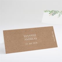 Tischkarte Hochzeit Frühlingsgrün personalisierbar - Farbe Grün, Braun Und Weiß/Kraftpapier - 9.5 x 4.2 cm - MeineKarten