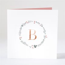 Geburtskarte Initial in Kupfer - Farbe Rosa/Beige/Schwarz & Weiß/Schwarz/Weiß/Grau/Gold/Pastellfarben - 15 x 15 cm - MeineKarten