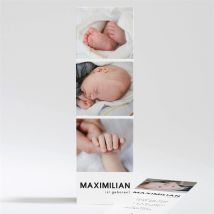 Geburtskarte Fotoautomat Design personalisierbar - Farbe Schwarz & Weiß/Schwarz/Weiß - 5.3 x 19.4 cm - MeineKarten