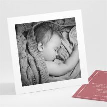 Einladung Taufe Polaroid Design personalisierbar - Farbe Rot/Rosa, Violett Und Weiß - 9.5 x 9.5 cm - MeineKarten