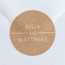 Aufkleber Hochzeit Elegante Gravur personalisierbar - Farbe Beige Und Braun/Kraftpapier - 4 cm - MeineKarten