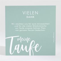 Dankeskarte Taufe Silbernes Kreuz personalisierbar - Farbe Grün, Blau Und Weiß - 9.5 x 9.5 cm - MeineKarten