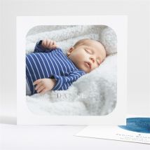 Dankeskarte Geburt Silber und Aquarell personalisierbar - Farbe Blau, Weiß Und Grau/Silber - 13.5 x 13.5 cm - MeineKarten