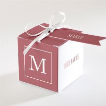 Geschenkbox Taufe Polaroid Design personalisierbar - Farbe Rot/Rosa Und Beige Und Schwarz & Weiß/Weiß - 4.5 cm - MeineKarten