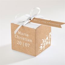 Geschenkbox Hochzeit Windröschen personalisierbar - Farbe Beige, Braun Und Weiß/Kraftpapier - 4.5 cm - MeineKarten