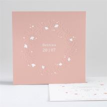 Geburtskarte Geprägter Blumenkranz rosa personalisierbar - Farbe Rosa, Orange Und Weiß - 13.5 x 13.5 cm - MeineKarten