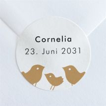 Sticker Geburt Kleines Nest personalisierbar - Farbe Beige Und Schwarz & Weiß/Braun Und Weiß/Kraftpapier - 4 cm - MeineKarten