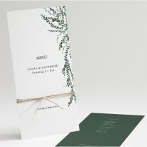 Menükarte Hochzeit Waldrand personalisierbar - Farbe Grün, Weiß Und Grau - 10 x 21 cm - MeineKarten