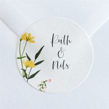 Aufkleber Hochzeit Frühlingsfreude personalisierbar - Farbe Rosa Und Grün, Gelb Und Weiß Und Bunt - 4 cm - MeineKarten