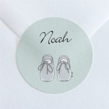 Sticker Geburt So Cute personalisierbar - Farbe Grün Und Grau/Pastellfarben - 4 cm - MeineKarten