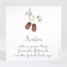 Dankeskarte Geburt Zärtlichkeit Junge personalisierbar - Farbe Blau, Beige Und Braun, Weiß Und Grau - 9.5 x 9.5 cm - MeineKarten