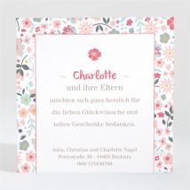 Dankeskarte Geburt Blumen und Freiheit personalisierbar - Farbe Rot - 9.5 x 9.5 cm - MeineKarten