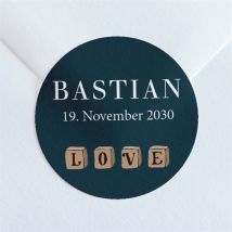 Sticker Geburt Kleine Vintage Würfel personalisierbar - Farbe Blau - 4 cm - MeineKarten