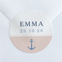 Sticker Geburt Ankermuster personalisierbar - Farbe Rosa, Blau Und Weiß/Pastellfarben - 4 cm - MeineKarten