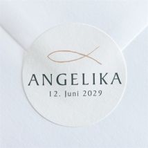 Aufkleber Taufe Meine Taufe personalisierbar - Farbe Rosa Und Weiß - 4 cm - MeineKarten