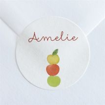 Sticker Geburt Apfelbaum personalisierbar - Farbe Rot/Grün/Gelb, Orange Und Weiß Und Bunt - 4 cm - MeineKarten