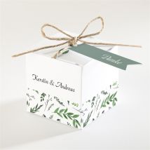 Geschenkbox Hochzeit Blätterband personalisierbar - Farbe Grün Und Weiß - 4.5 cm - MeineKarten
