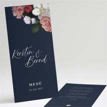 Menükarte Hochzeit Nachtblumen personalisierbar - Farbe Rot/Rosa Und Grün/Blau Und Gelb/Violett/Schwarz, Weiß Und Grau - 10 x 21 cm - MeineKarten