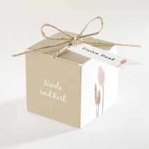 Geschenkbox Hochzeit Feldblumenstrauß personalisierbar - Farbe Rosa/Orange Und Beige, Braun Und Weiß Und Bunt/Kraftpapier - 4.5 cm - MeineKarten