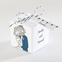 Geschenkbox Hochzeit Liebespaar personalisierbar - Farbe Blau Und Gelb, Weiß Und Grau - 4.5 cm - MeineKarten