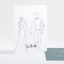 Save the Date Karte Liebeszeichnung personalisierbar - Farbe Grün, Blau, Weiß Und Grau - 10,5 x 14,5 cm - MeineKarten