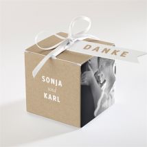 Geschenkbox Hochzeit Land und Poesie personalisierbar - Farbe Rosa/Orange Und Beige Und Braun/Bunt/Kraftpapier - 4.5 cm - MeineKarten