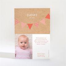 Dankeskarte Geburt Rosafarbene Girlande personalisierbar - Farbe Rot/Rosa Und Braun/Kraftpapier - 9.5 x 13.8 cm - MeineKarten