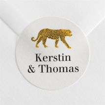 Aufkleber Hochzeit Wilde Natur personalisierbar - Farbe Gelb/Orange Und Beige, Braun Und Schwarz - 4 cm - MeineKarten