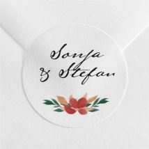 Aufkleber Hochzeit Herbstliche Harmonie personalisierbar - Farbe Rot/Rosa, Grün, Beige Und Weiß - 4 cm - MeineKarten