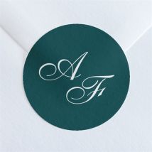 Aufkleber Hochzeit Klassisches Monogramm personalisierbar - Farbe Grün Und Weiß - 4 cm - MeineKarten