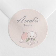 Aufkleber Taufe Mein kleines Lesezeichen personalisierbar - Farbe Rosa, Beige Und Weiß - 4 cm - MeineKarten
